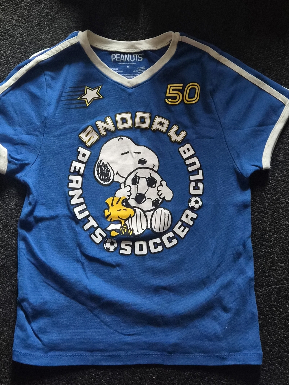 Peanuts Blue Snoopy & Woodstock Soccer Club Short Sleeve Tee